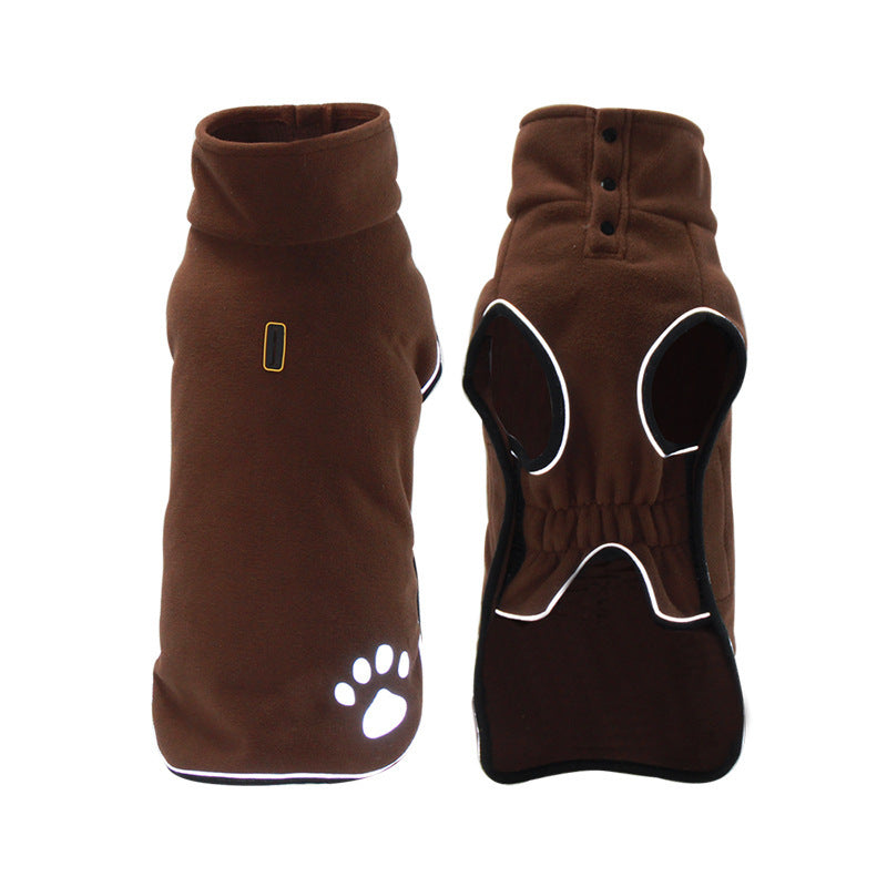 Waterproof Fleece Dog Coat: European Style Dog Sweater in Brown And Dark Green Brown / 2XL Accessories
