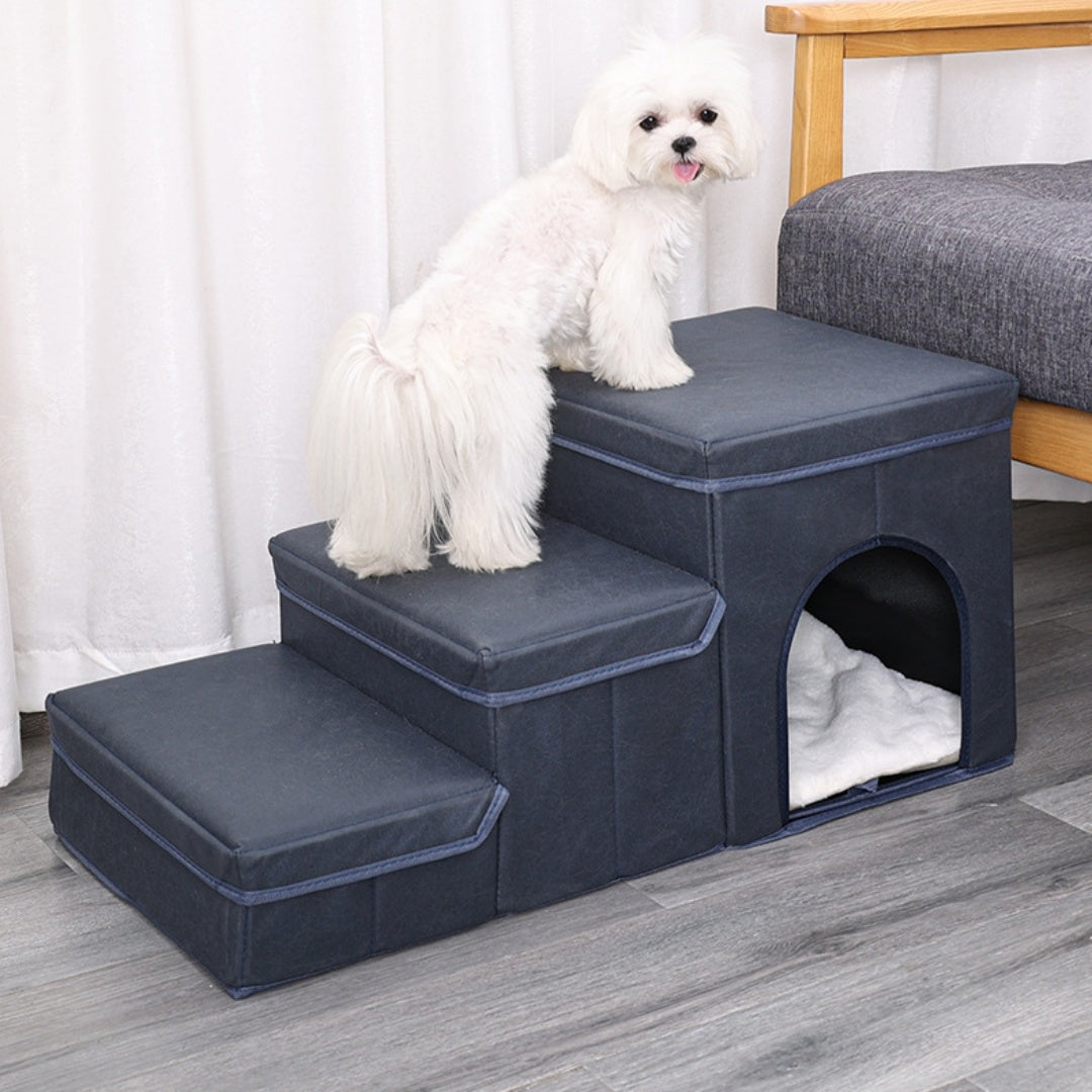 Soft Dog Stairs with Plush Cover | 3 Step Dog And Cat Ladder home