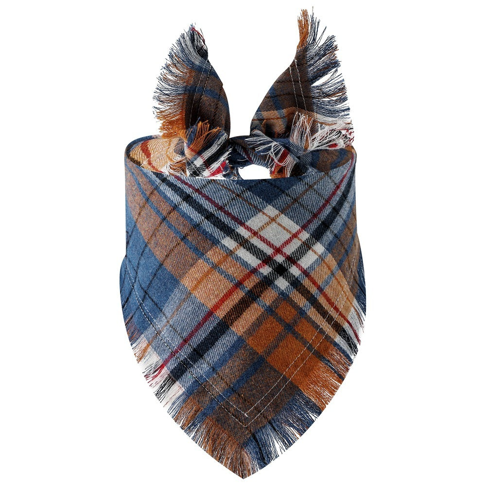Plaid Tassel Triangle Scarf: Stylish Casual Dog Bandana 9Style / M Accessories