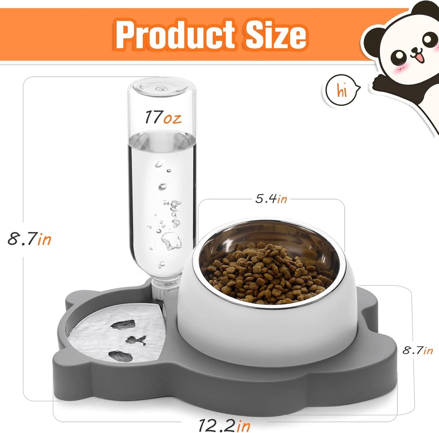Elevated And Tilted Dog Bowl Set with Automatic Waterer | 17oz Feeder for Small Dogs food