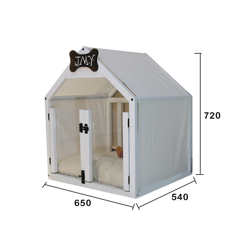 Wooden Dog House | Modern All Season Dog Kennel with Removable Cushion White small house