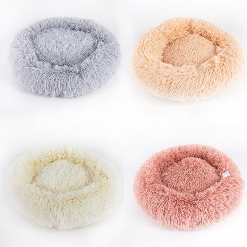 Calming Dog And Cat Bed | Anxiety Relief Round Plush Dog Bed with Luxury Vegan Fur beds