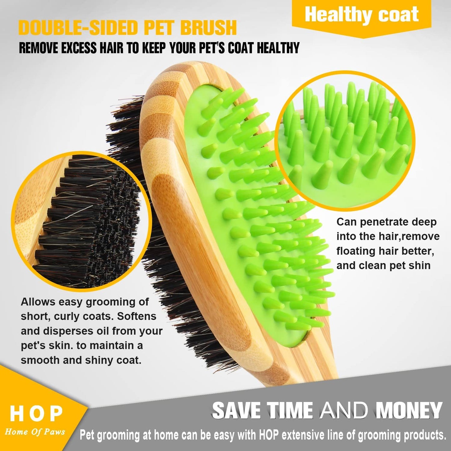 Home of Paws Two Sided Dog Brush | Grooming Comb for Short Hair Coats Green fashion