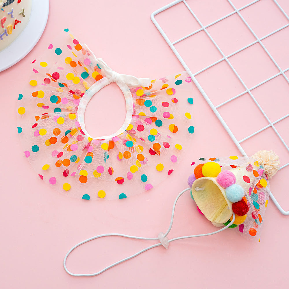 Pet Polka Dot Lace Bib Dog Birthday Suit birthday