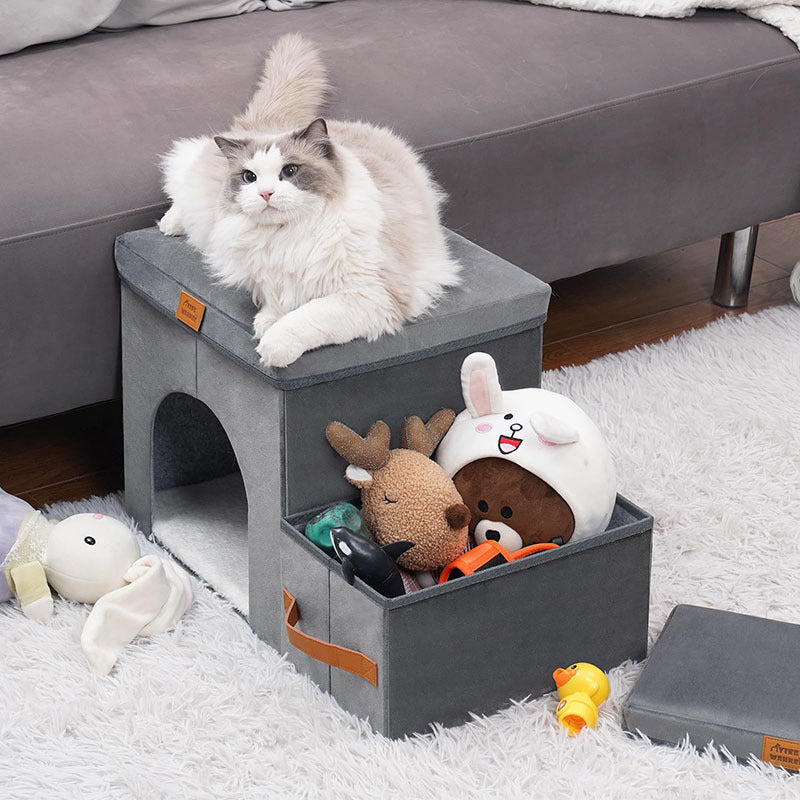 Foldable Dog Stairs with Storage | Gray 2 And 3 Step Dog Ladder home