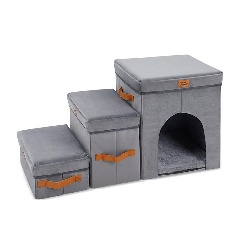 Foldable Dog Stairs with Storage | Gray 2 And 3 Step Dog Ladder home