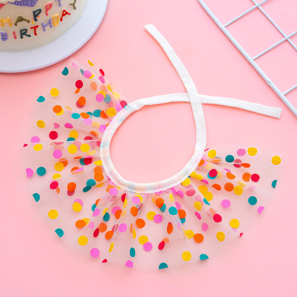 Pet Polka Dot Lace Bib Dog Birthday Suit Bib Colorful Dots / L birthday