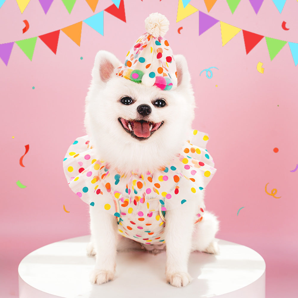 Pet Polka Dot Lace Bib Dog Birthday Suit birthday