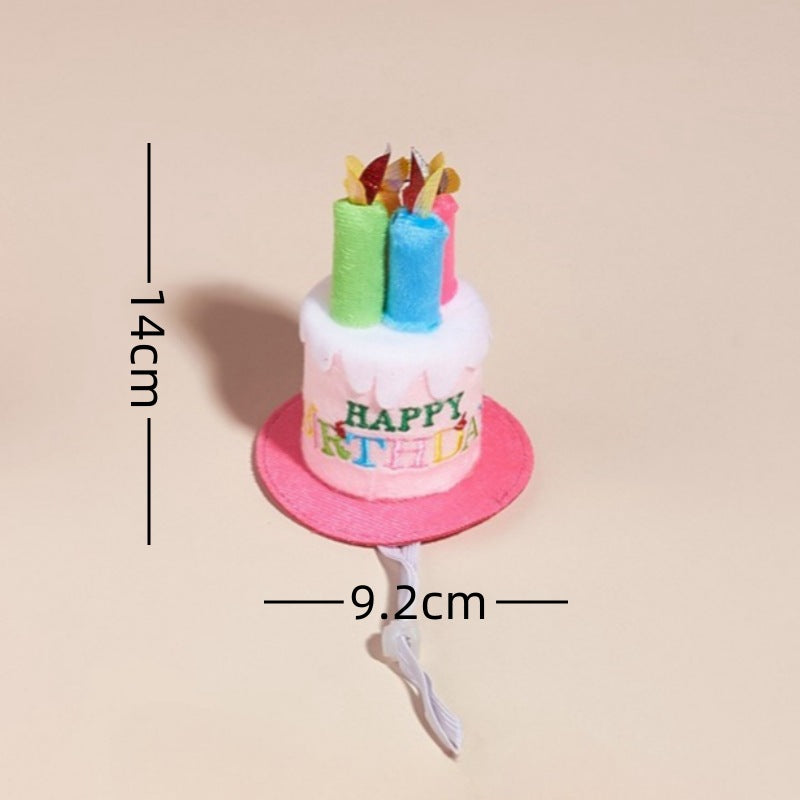 Creative Printed Dog Birthday Bib And Hat Set Ins Style Pet Accessory Pink Birthday Hat / Average Size birthday
