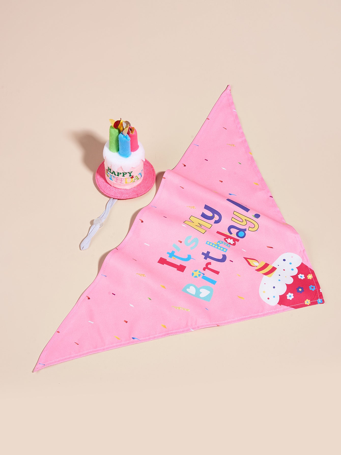 Creative Printed Dog Birthday Bib And Hat Set Ins Style Pet Accessory No 3 Pink Suit / Average Size birthday