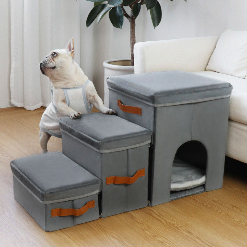 Foldable Dog Stairs with Storage | Gray 2 And 3 Step Dog Ladder home