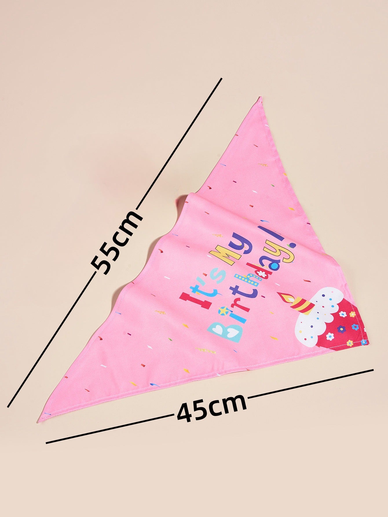 Creative Printed Dog Birthday Bib And Hat Set Ins Style Pet Accessory Pink Triangular Binder / Average Size birthday