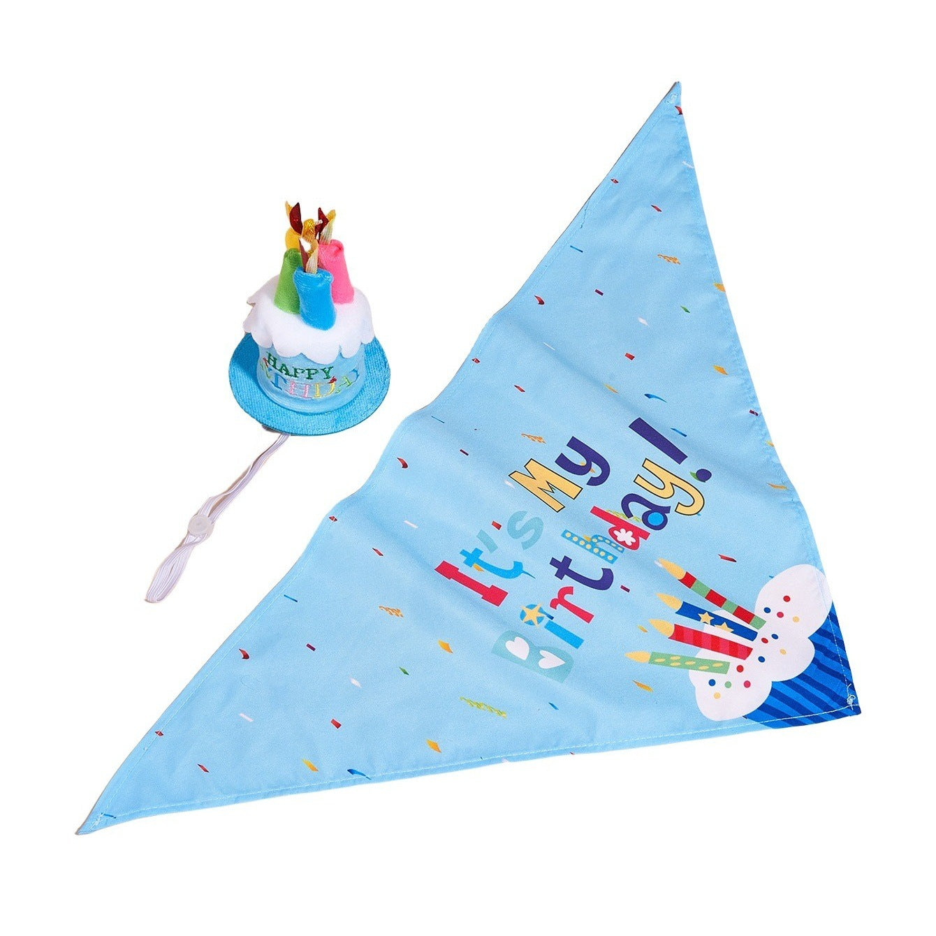 Creative Printed Dog Birthday Bib And Hat Set Ins Style Pet Accessory birthday