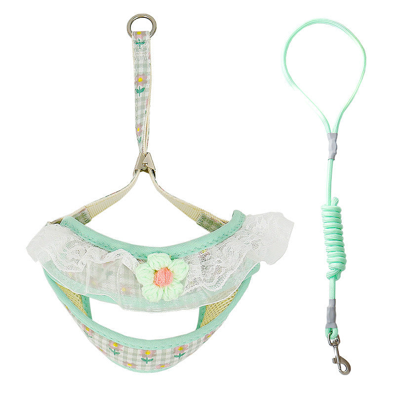 Harness And Leash Set for Small Dogs | Cute Hairy Flower Design - Green Wool Flowers / M - coats
