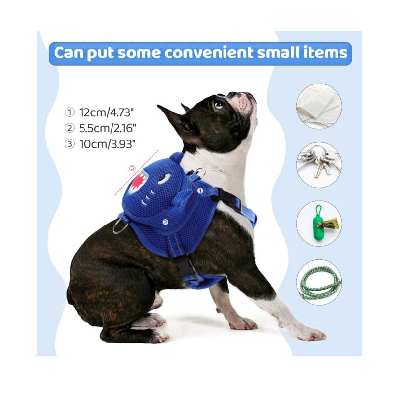 Cartoon Dog Travel Harness Backpack | Adjustable Leash & Small Dog Bag - travel