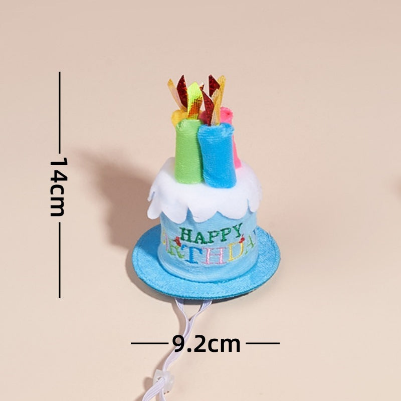 Creative Printed Dog Birthday Bib And Hat Set Ins Style Pet Accessory Blue Birthday Hat / Average Size birthday