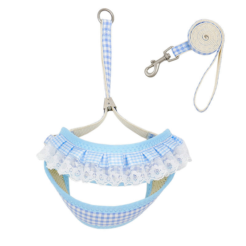 Harness And Leash Set for Small Dogs | Cute Hairy Flower Design - Blue / M - coats
