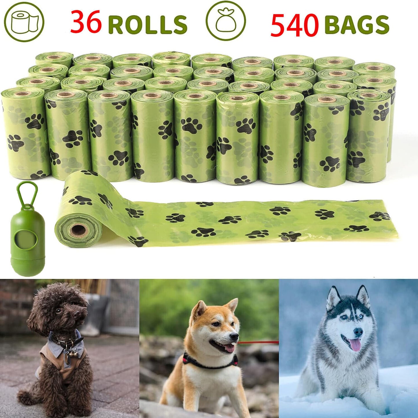 540 Count Biodegradable Dog Waste Bags | 9 Month Supply Green eco
