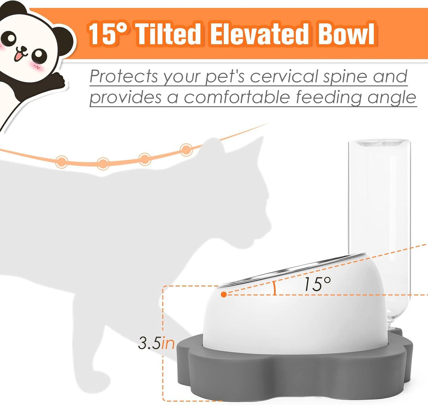 Elevated And Tilted Dog Bowl Set with Automatic Waterer | 17oz Feeder for Small Dogs food