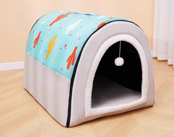 Cozy Dog Kennel And Bed | Removable Dog House for Dogs Blue with cushion / 2XL house