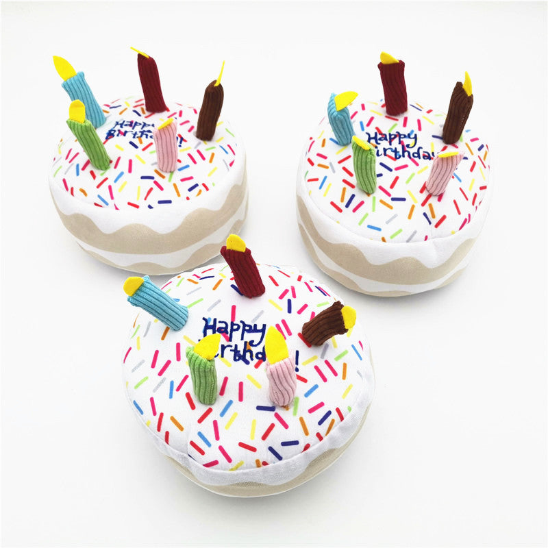 Cute Dog Birthday Cake Plush Toy Dog Birthday Accessories birthday