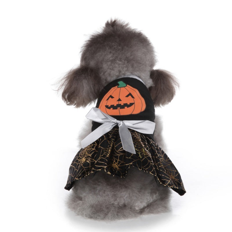 Halloween Dog Wizard Dress: Pumpkin And Ghost Printed Dog Costume Accessories