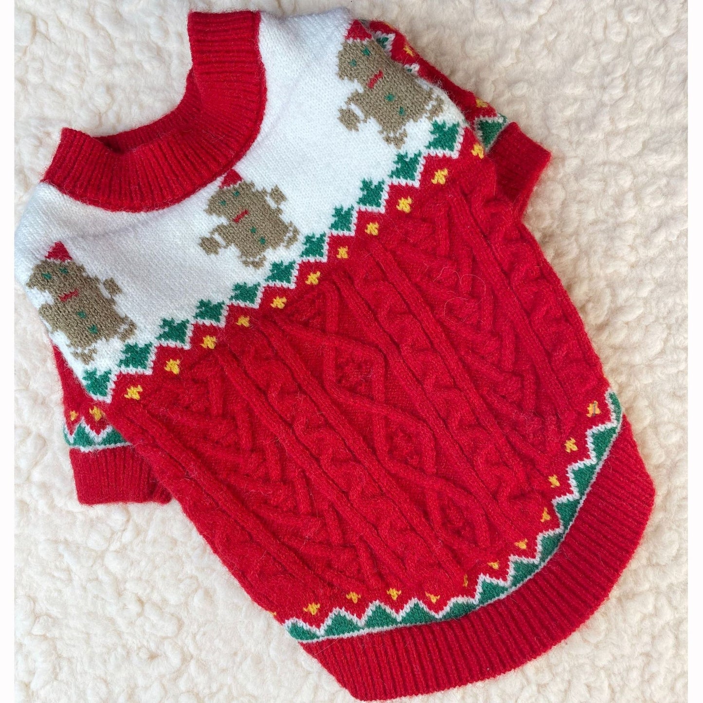 Christmas Style Wool Dog Sweater Red and Green Dog Apparel Red Sweater / L beds