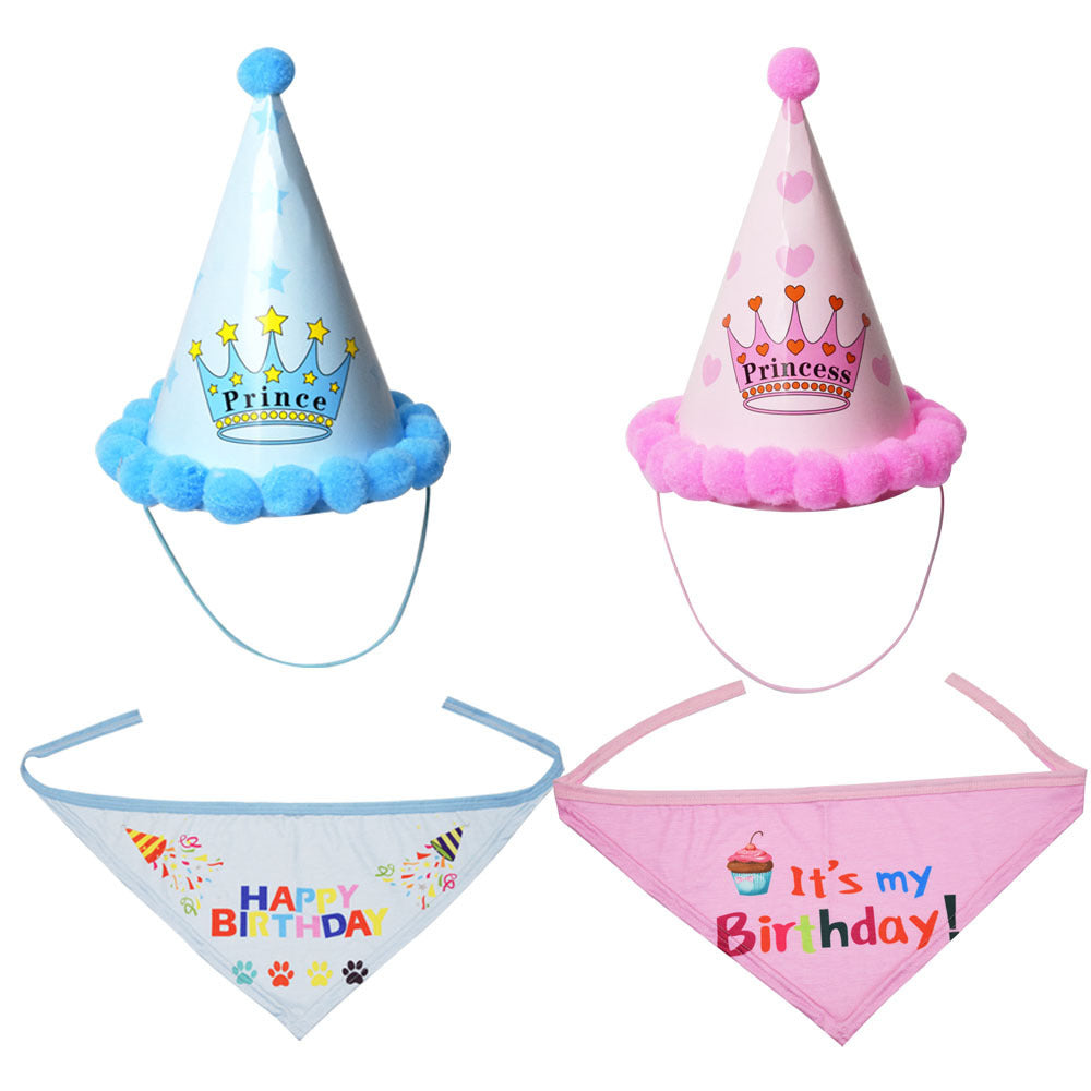 Creative Dog Birthday Hat Birthday Party Hat Printing Pet Triangular Birthday Scarf birthday