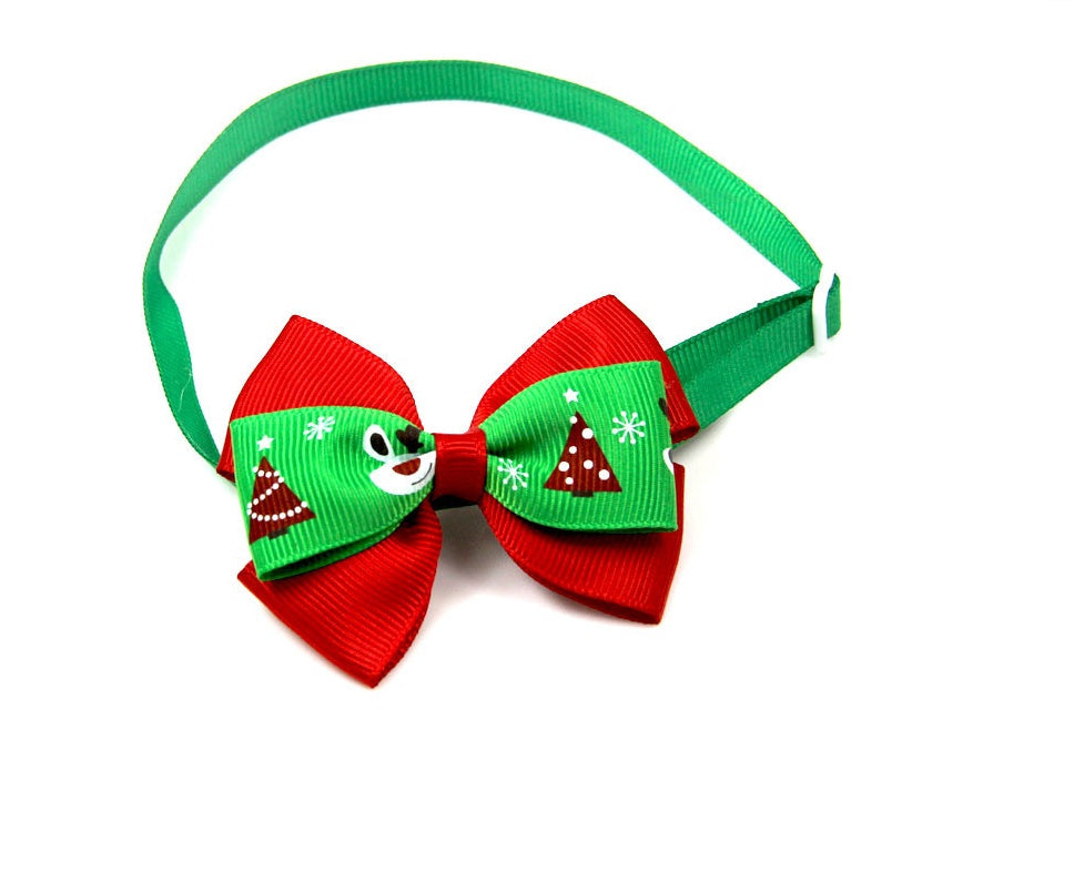 Bulk Christmas Dog Bow Ties | 50 Pack Cartoon Dog Accessories 7 Style bow