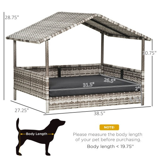 The Rattan Dog House Outdoor With Canopy Is Suitable For Small And Big Dog Sizes PE rattan iron Accessories