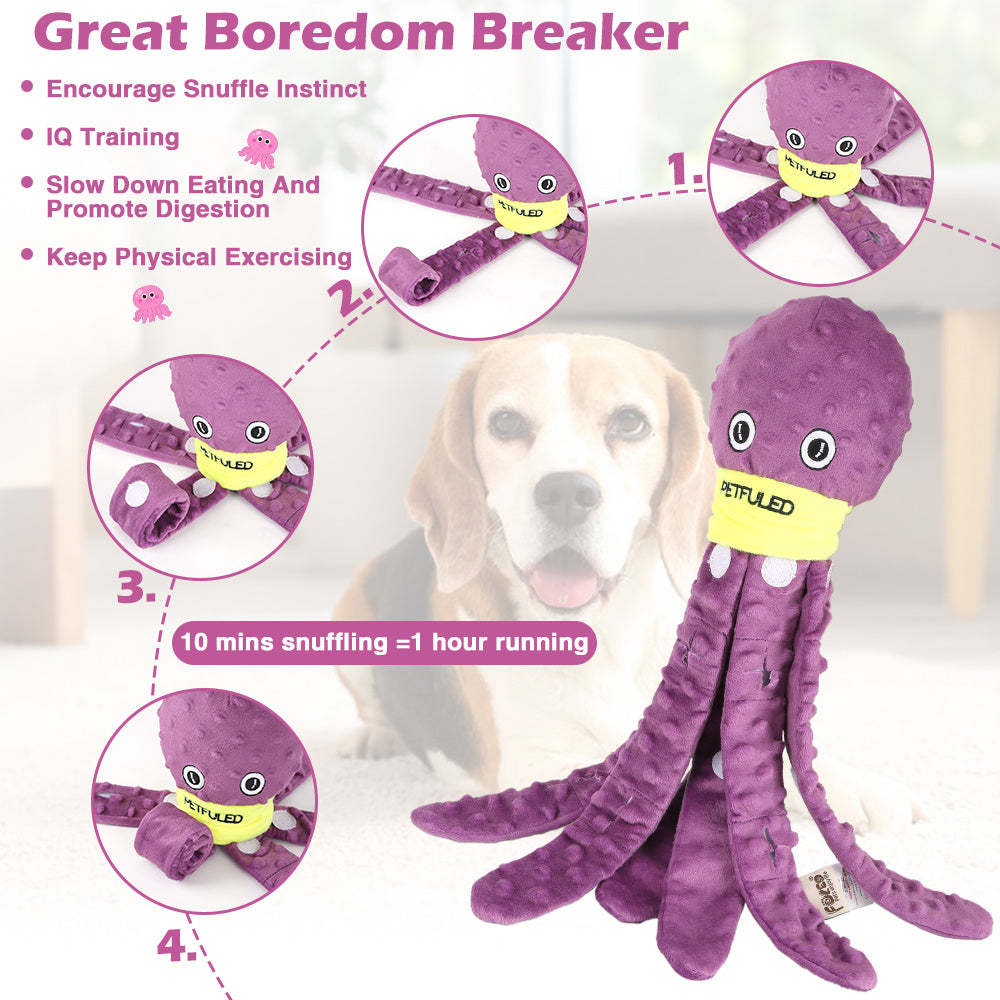 Plush Octopus Dog Snuffle Toy | Interactive Slow Feeder And Chew Toy toys