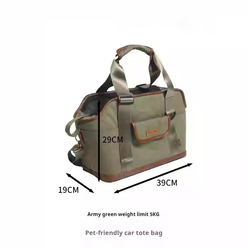 Premium Dog Travel Tote: Safe Car Carrier for Small Dogs with Built-in Safety Buckle - Green / S - outdoor