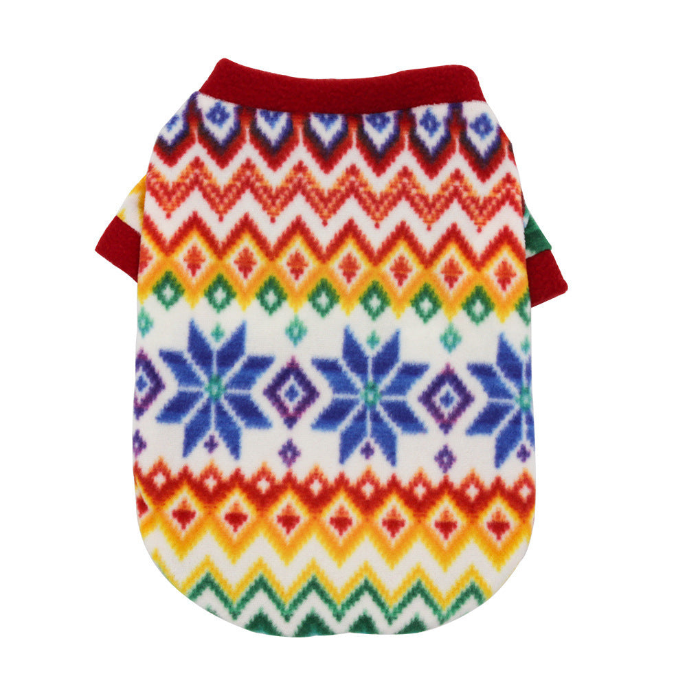 Warm Fleece Christmas Dog Sweater Holiday Dog Apparel Christmas snowflake / L christmas