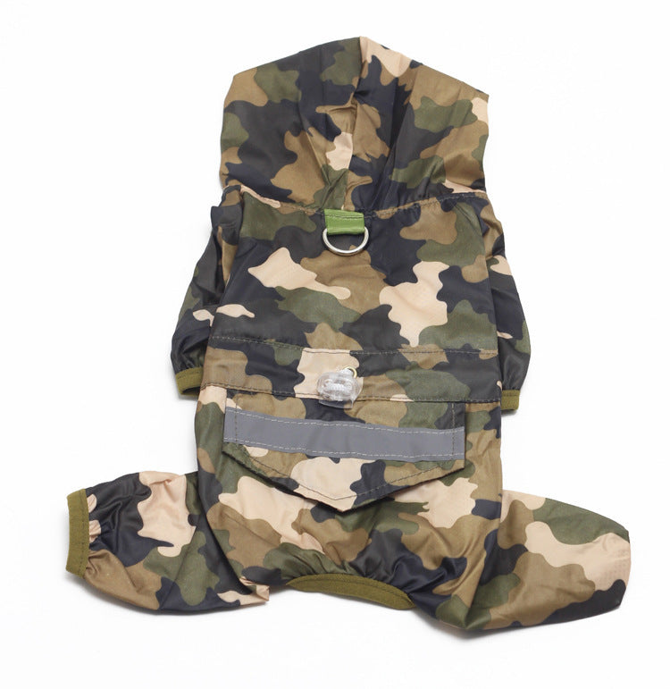 Four-Legged Dog Raincoat: Waterproof PU Dog Hooded Jacket - Accessories