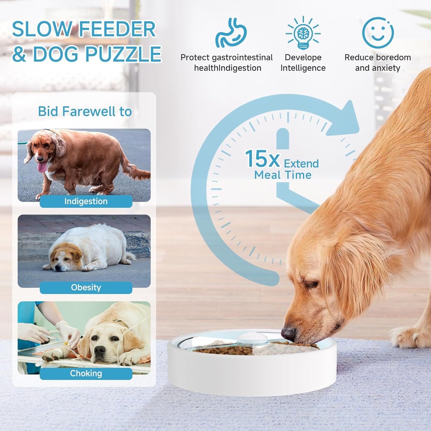 Interactive Dog Slow Feeder Puzzle Bowl | Maze Design for Anti Bloat Dog Bowl food