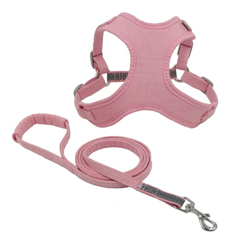 Lightweight And Reflective Dog Harness and Leash Set | Adjustable Chest Strap for All Dog Sizes - Pink / L - harness