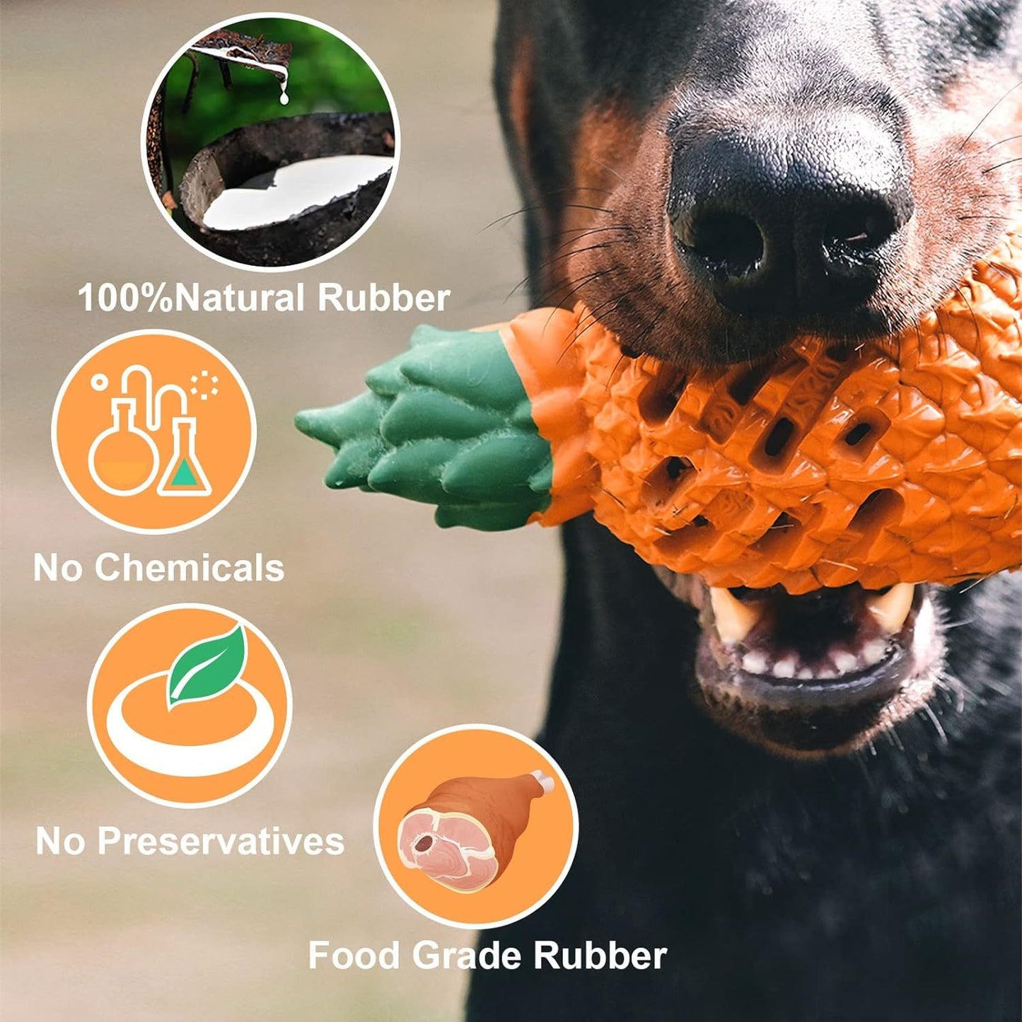 Indestructible Pineapple Dog Chew Toy | Natural Rubber Treat Dispenser for Dogs toys