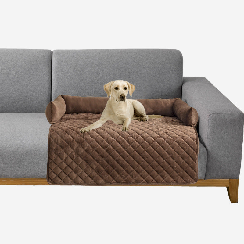 Washable Plush Dog Sofa Bed | Anti Slip Warm Mat for Dogs Pet Pad Coffee With Pillow / 75x120cm beds
