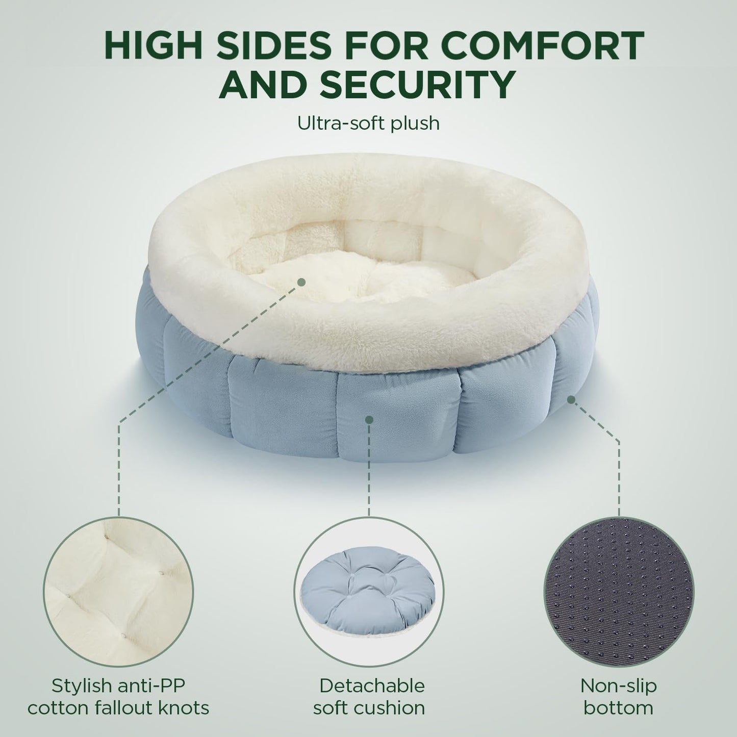 Washable Donut Dog Bed For Dogs | Calming Plush Cushion for Dogs beds