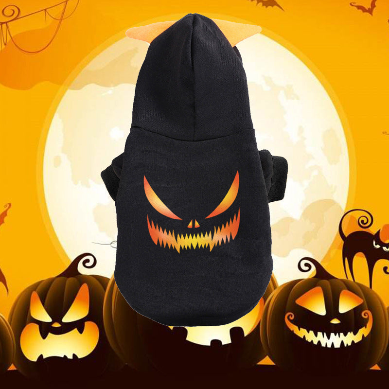 Halloween Pumpkin Dog Sweater: Cozy Flannel Hoodie in Black And Yellow Accessories