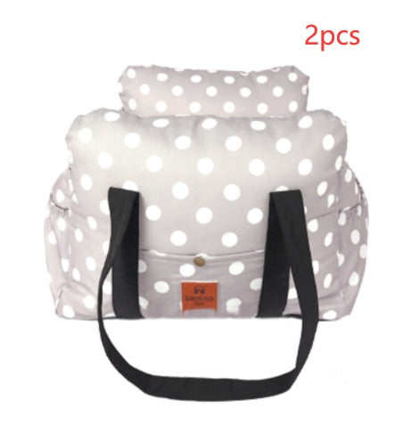 Dog Travel Car Booster Seat | Dog Safety Bed with Removable Cushion - Polka dot grey / 2PCS - travel
