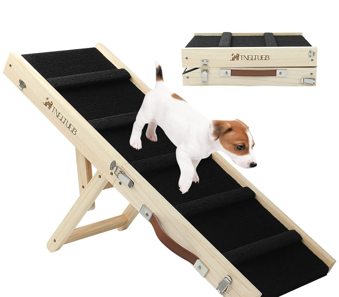 Adjustable Wooden Dog Ramp And Stairs | Foldable Dog Ladder Log Color / Customizable home