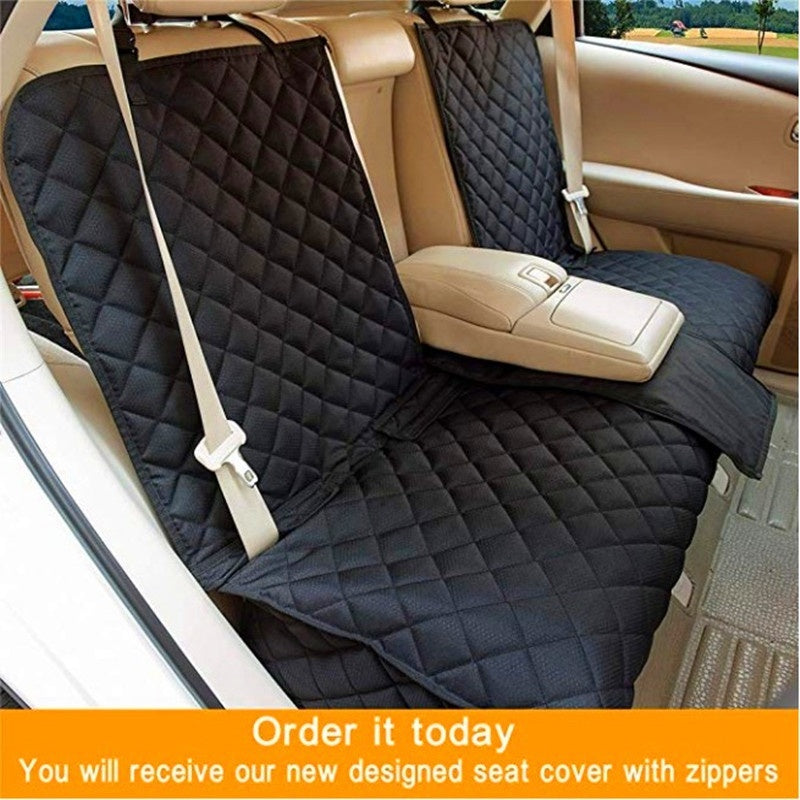 Multi Function Pet Car Dog Seat Cover | Waterproof Dog Travel Hammock Trunk Protector KC06 double zipper with black