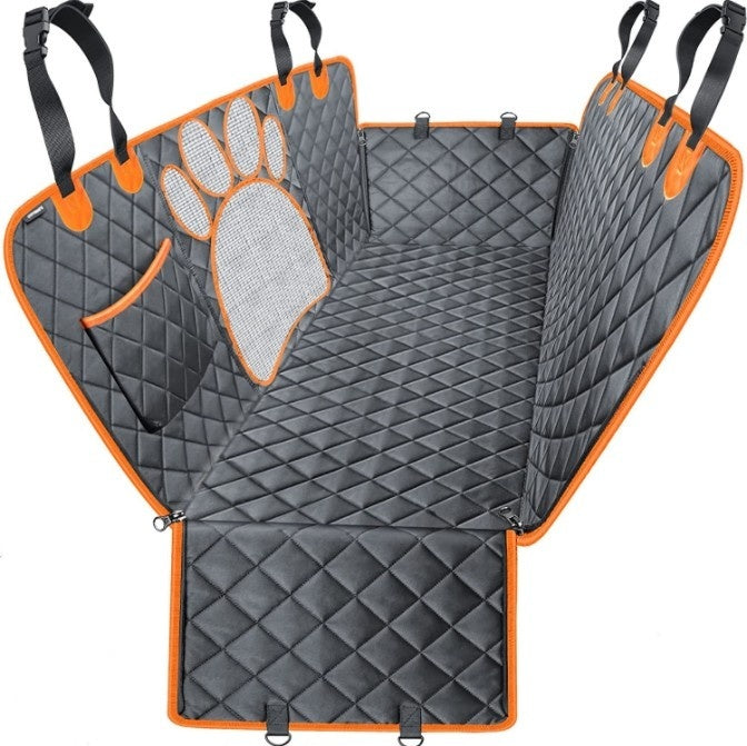 Multi Function Pet Car Dog Seat Cover | Waterproof Dog Travel Hammock Trunk Protector KC17 Claw screen orange borde