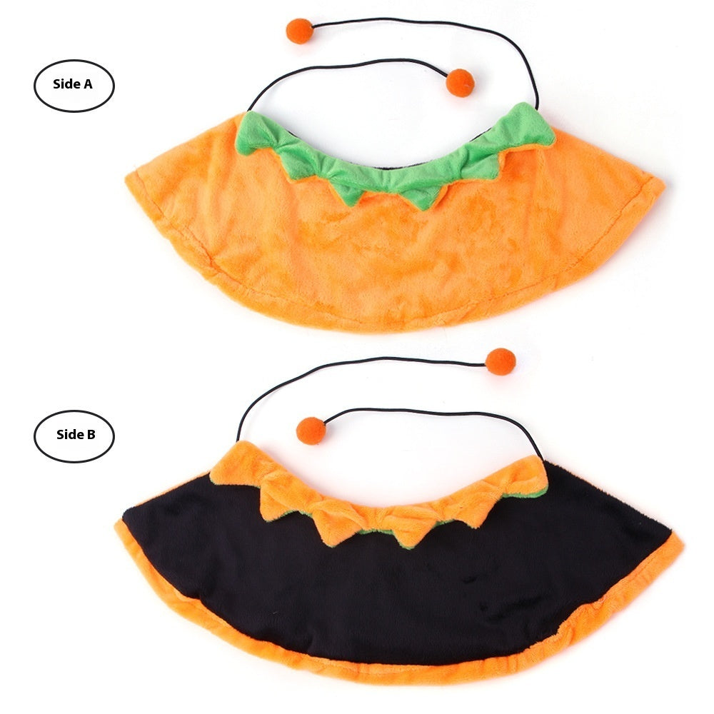 Halloween Pumpkin Double sided Dog Cloak: Plush Dog Costume with Hat B05401 Pumpkin Cloak / L Accessories