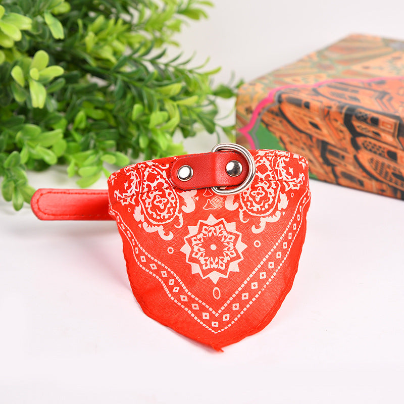 Pet Dog Triangular Binder Scarf: Four Seasons PU Dog Bandana Red Accessories