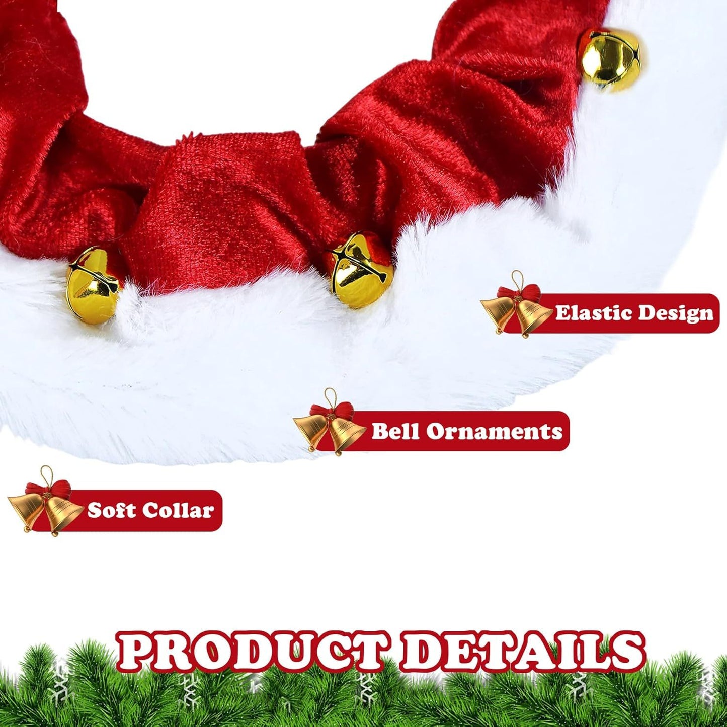 Christmas Dog Collar with Bells & Ornaments Holiday Dog Neckwear christmas