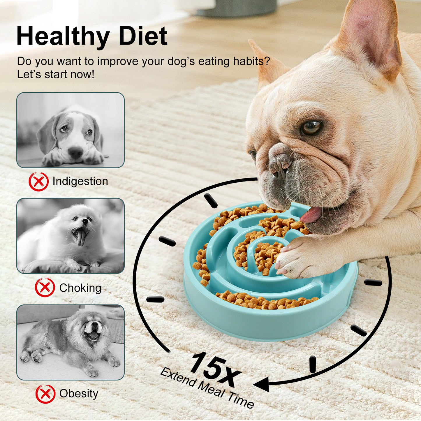 Silicone Slow Feeder Dog Bowl | Anti Bloat Puzzle Dog for Healthy Digestion food