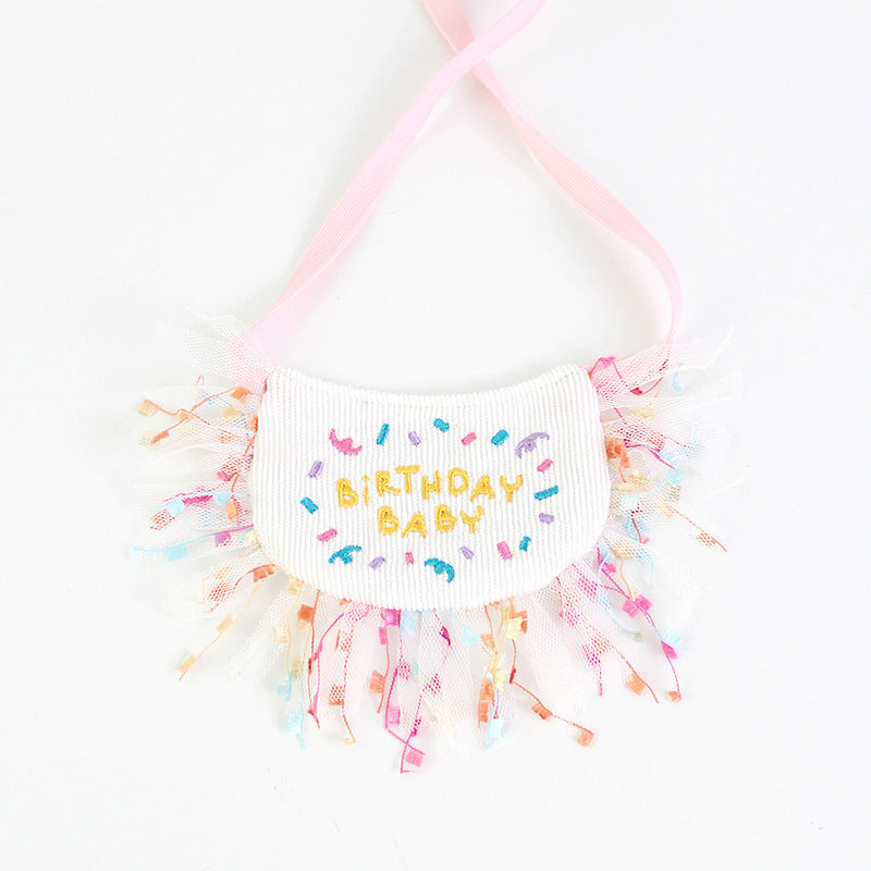 Dog Birthday Party Bib And Hat Set Japanese And Korean Style Triangle Scarf Bib / M birthday