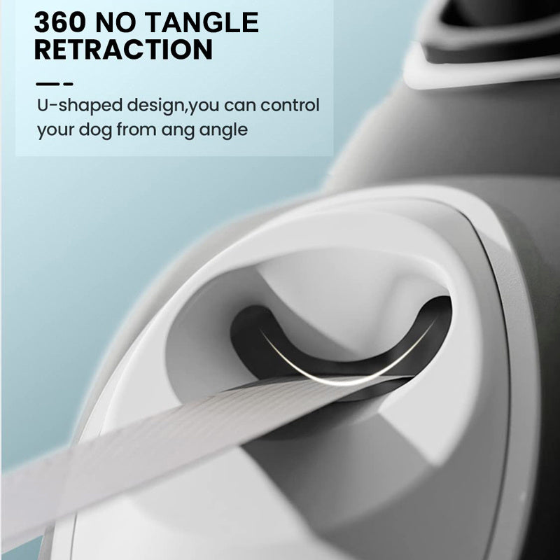 Retractable Dog Leash with LED Light And Waste Bag Dispenser - White - outdoor